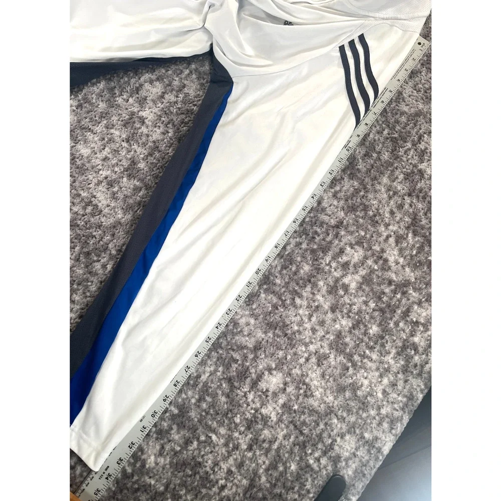 Vintage Adidas Clima Cool Mens 2XL Quarter Zip Running Shirt White Blue